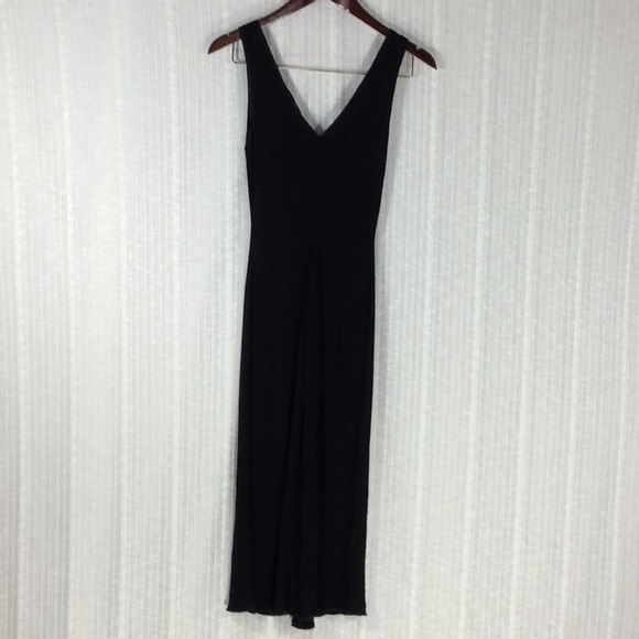 Deep V Black Sleeveless MIDI Dress-Size Medium - Picture 7 of 11